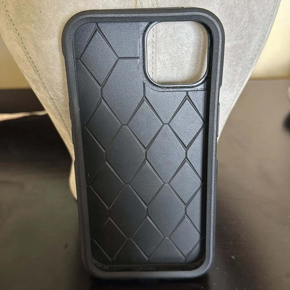iPhone 13 hardshell case with stand and elastic strap on back